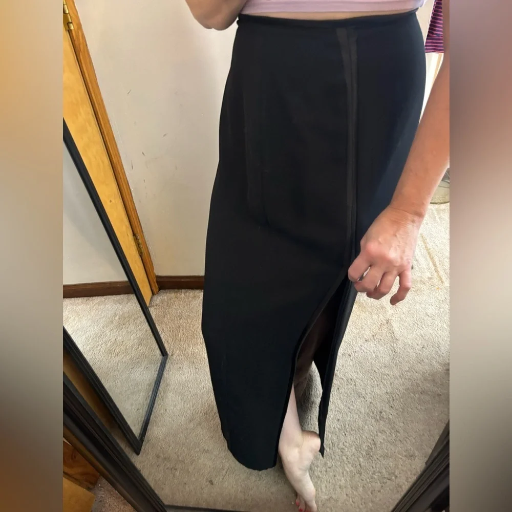 Joseph Ribkoff Black Tuxedo Trim Full Zip Maxi Skirt
